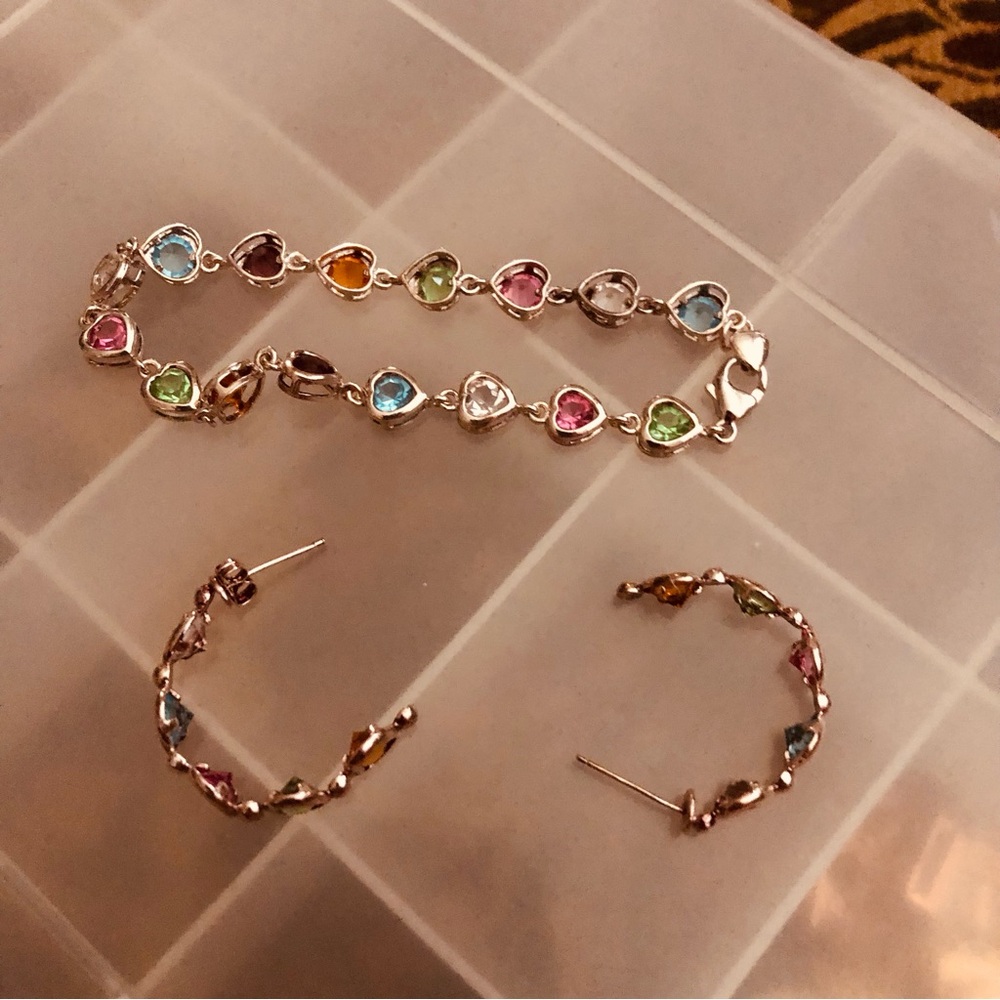 Delicate Multi Color Bracelet and Earrings